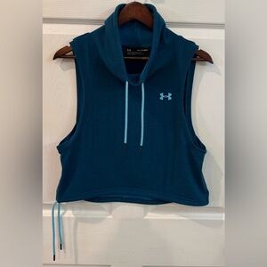 Under Armour Blue Funnel Neck Sleeveless Sweatshirt Loose Fit Women’s Size XS